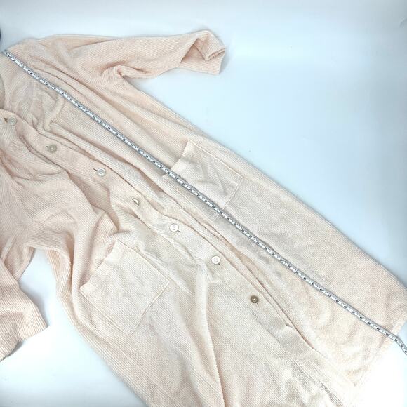 VTG Womens Peach Chenille Button Up ¾ Sleeve House Coat Robe Size 2XL **READ** - Picture 4 of 6